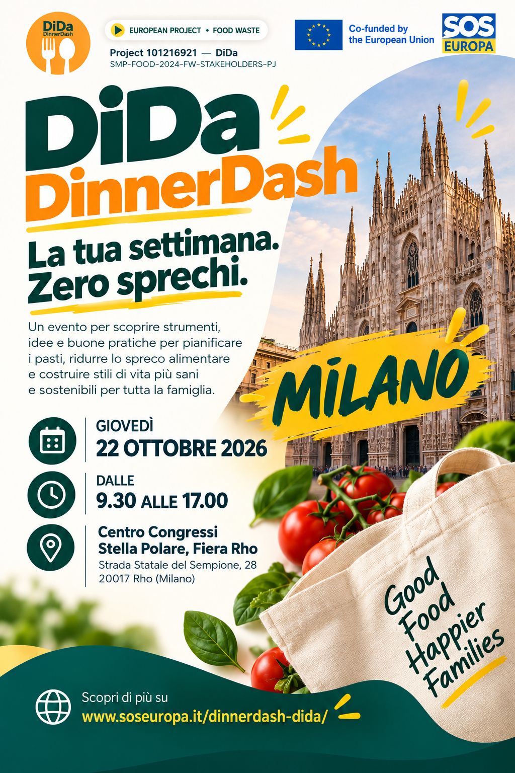 Locandina evento DiDa DinnerDash Milano 22 ottobre 2026
